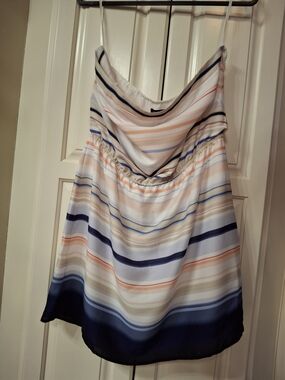 Nwt White House Black Market Striped Sundress in Navy, Peach & Cream